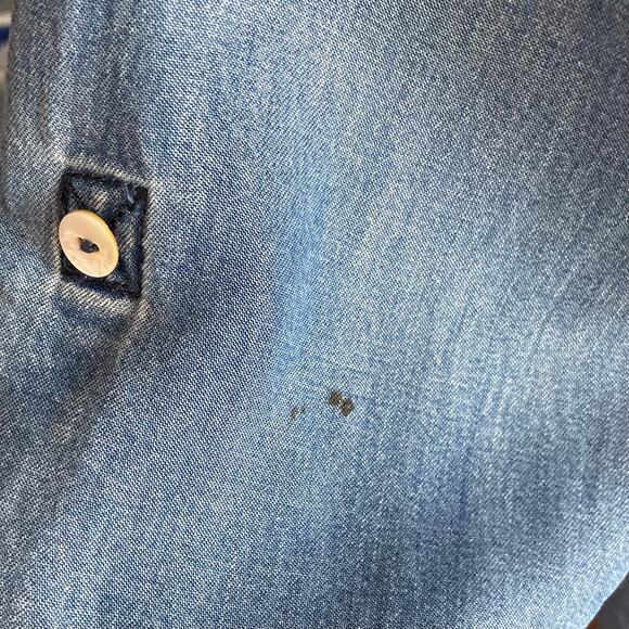 Soft Surroundings Blue Chambray Asymmetric Tunic Top SMALL Lagenlook Wrap Style - Picture 12 of 12